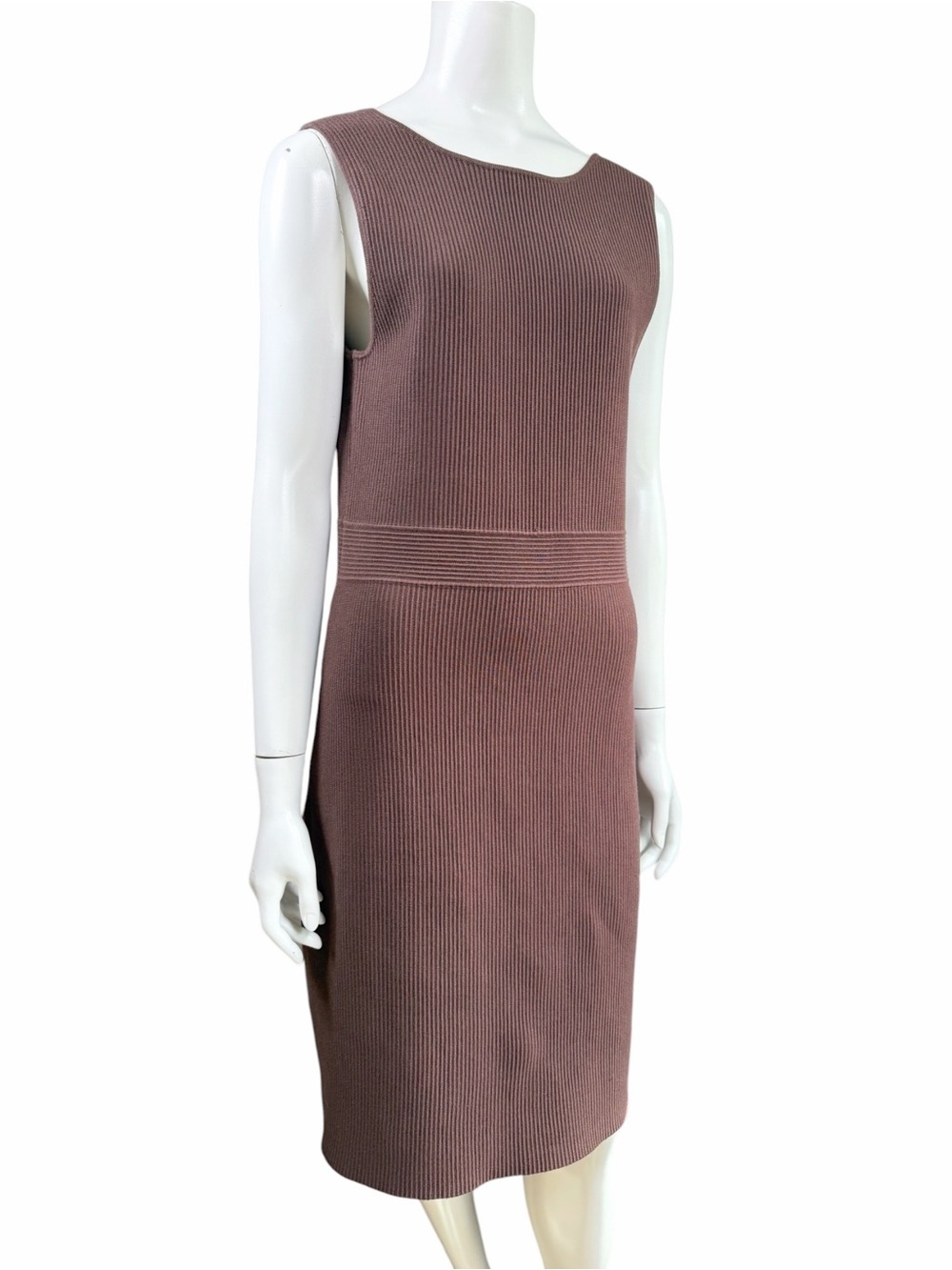 House of Harlow 1960 Brown Rib Knit Open Back Midi Dress L Stretch - Picture 5 of 9